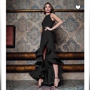 Betsy and Adam Tiered Ruffles Scuba Crepe Gown